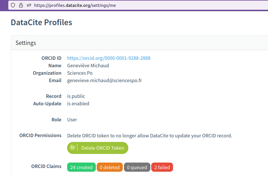 Create an ORCID token and enable auto-update