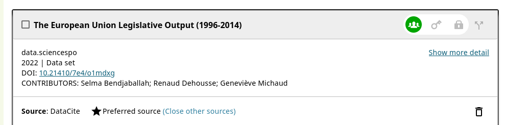 DataCite as a source of your ORCID works list, edition mode